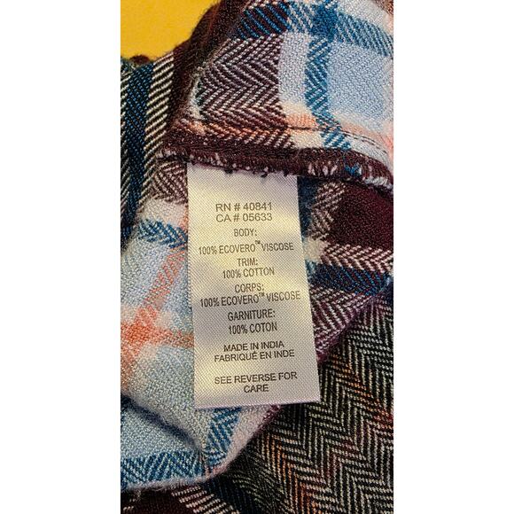 Aventura Women's Sz M Burgundy Plaid Flannel Long Sleeve Snap Front Shirt - Picture 4 of 5